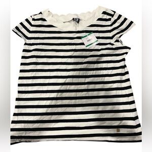 NWT Anne Klein Black and White Striped Shirt
